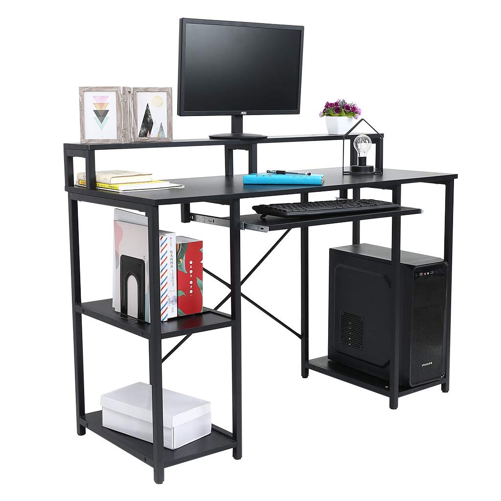 Buy 46.5'' Computer Desk with PullOut Keyboard Tray & Monitor Stand