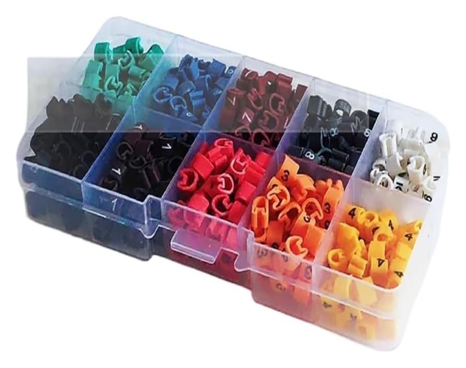 Kabelkennzeichnung, Kabeletiketten EC-0 EC-1, 500 Stück, Markierungsnummern 0 bis 9, farbige 2,5 mm² große isolierte PVC-Kabelmarkierungsetiketten(Ec 1 500pcs 0 9)