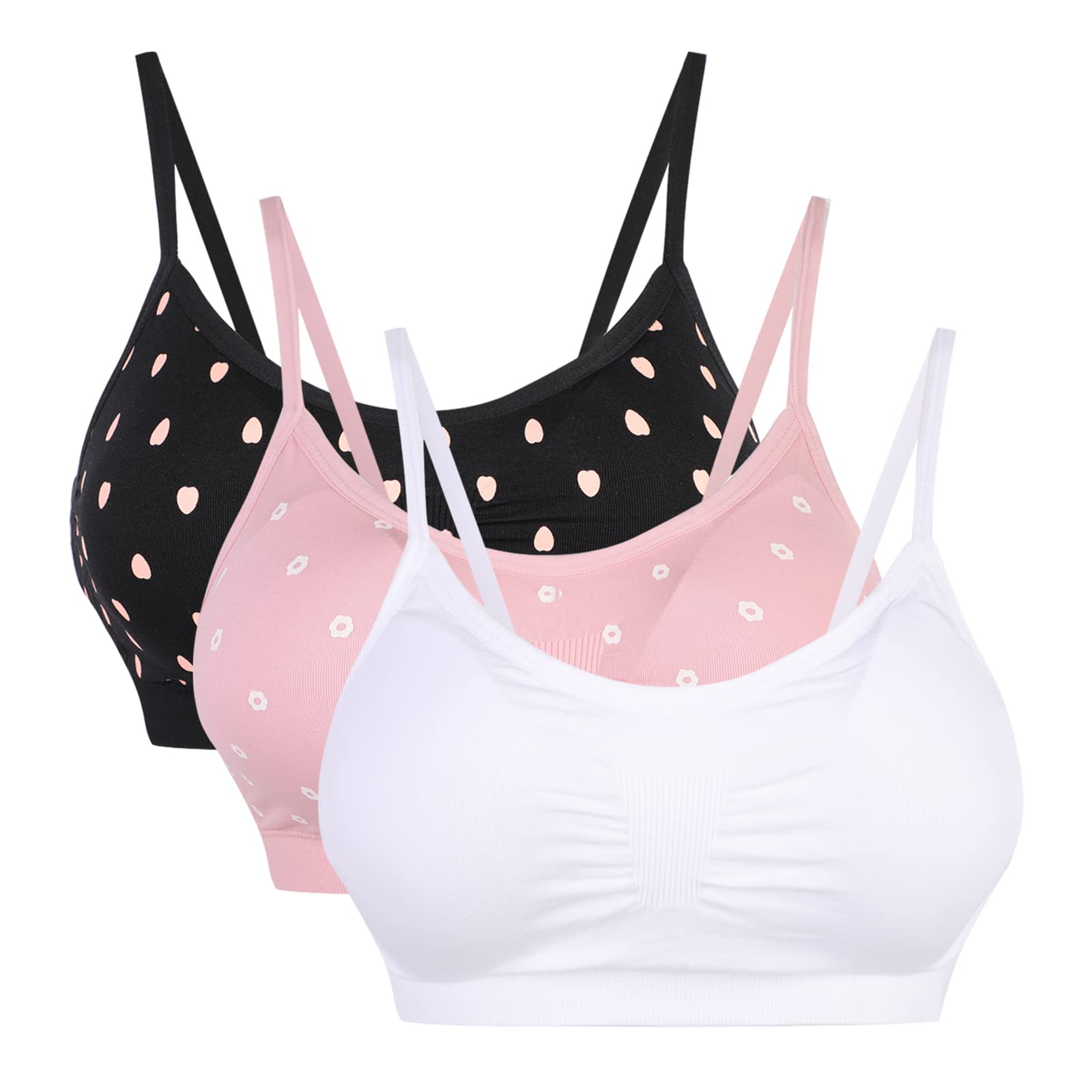 Vertvie Women's Sports Bra Wirefree Seamless Padded Yoga Bra Strap Camisole Short Tank Tops 2/3/6 Pack