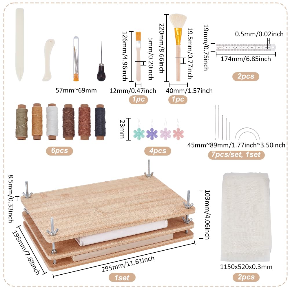 UNICRAFTALE 1 ensemble de Kits de Reliure de 29.5x19.5cm Matériaux de Reliure Fournitures de Reliure Kit de Réparation de Livres avec Plioir Poinçon Aiguilles et Fil pour Reliure et Réparation