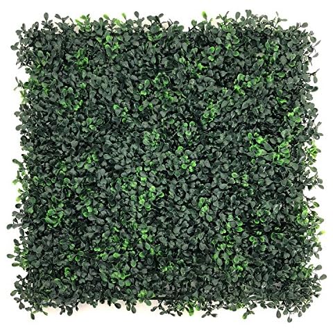 BESAMENATURE 12pcs 20"x20" Artificial Plants Wall Boxwood Hedge Mat, UV Protection High Density Greenery Panels, Cable Ties Included, Dark Green Cover