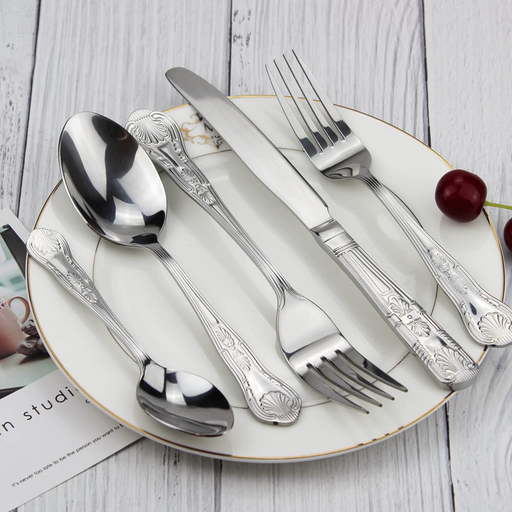 Juego de cubiertos de lujo, cubiertos, cubiertos, cubiertos de acero inoxidable, restaurante en casa, vajilla con acabado de espejo, servicio de 20 piezas para 4 (40 piezas para 8) (30 piezas para 6