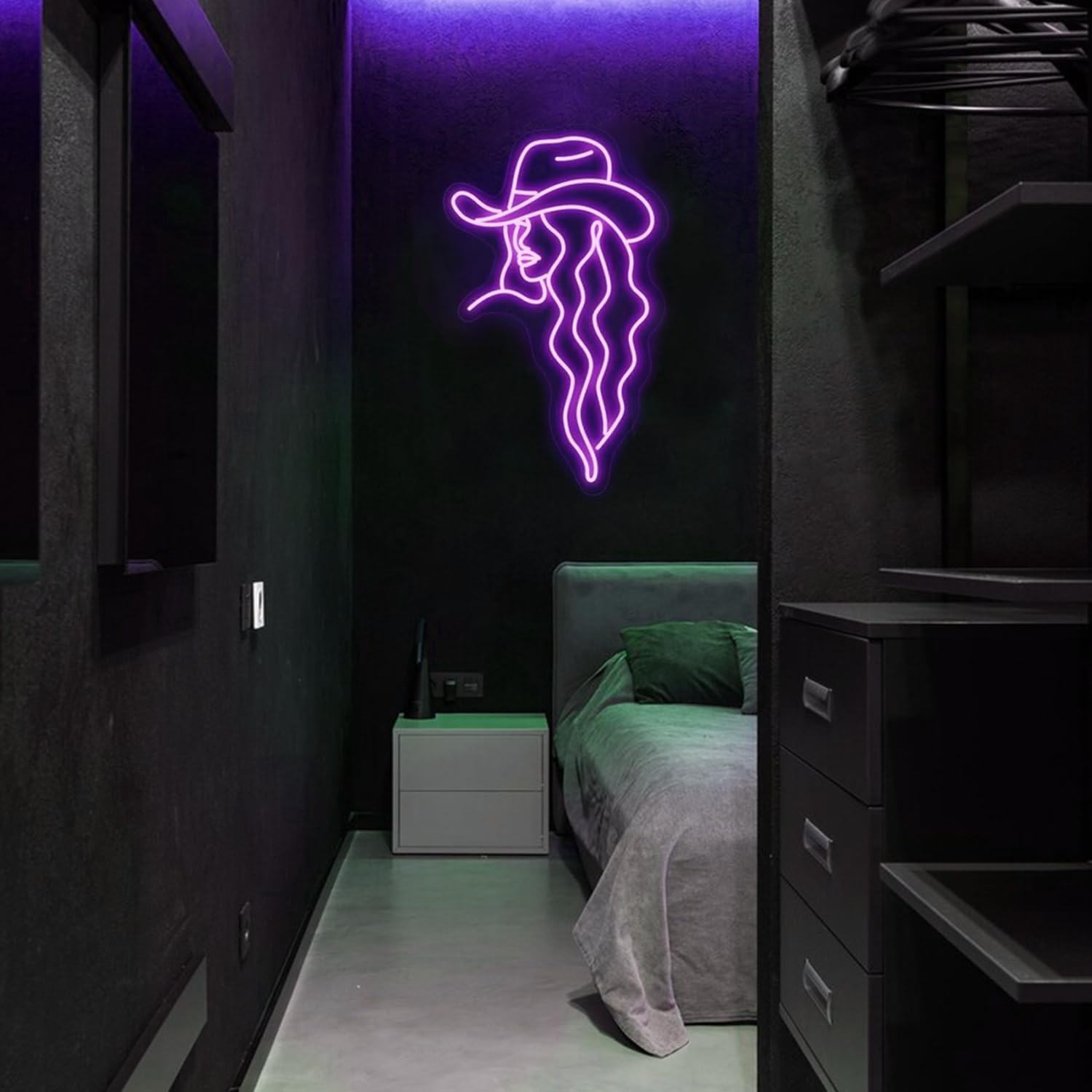 Cowgirl Hat Neon Sign LED Western Girl Neon Light Wall Decor for Bedroom Living Room Home Bar Dormitory Pub Shop Birthday Party Gifts 20inches