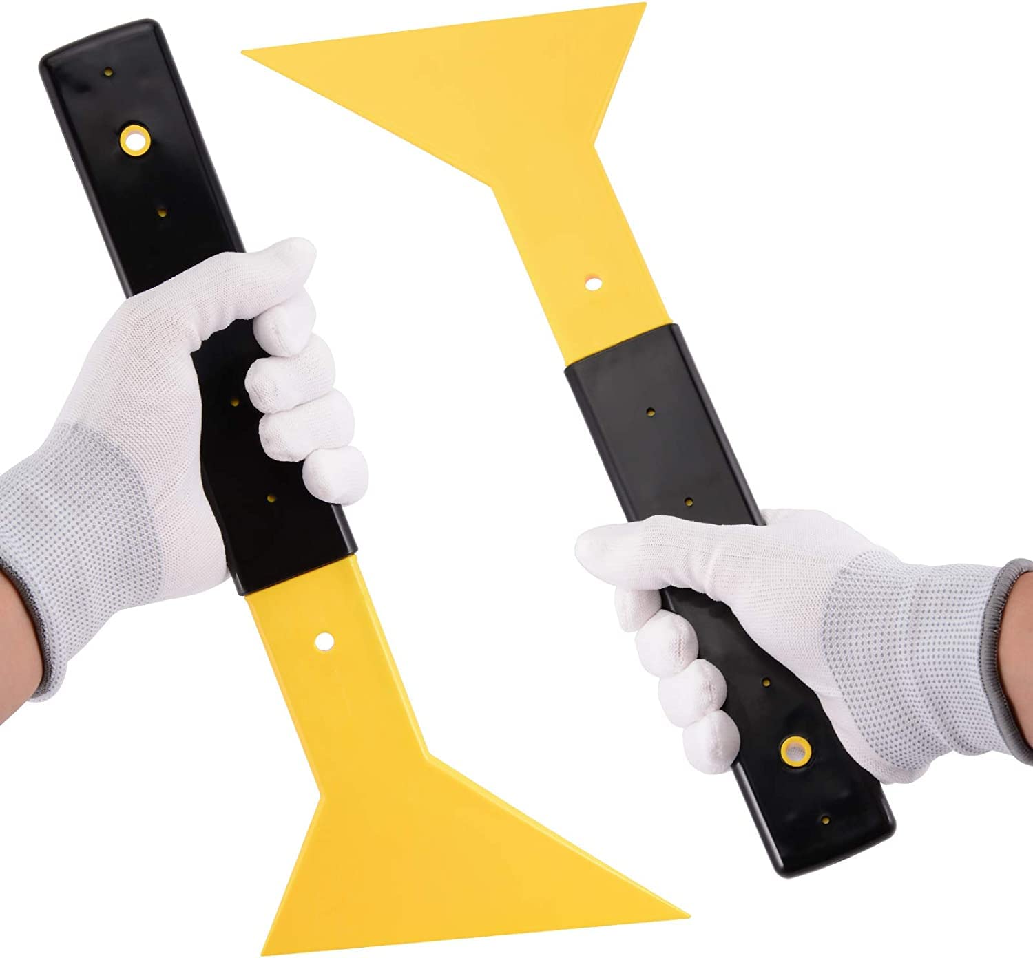 Scraper Plastic Long Handle (Heavy Duty), Car Squeegee with Black Rubber Grip Handle for All Types of Window Tint Film, Decals, Wrapping,Cleaning (1)