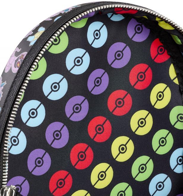 Loungefly Pokemon Multi Character All Over Print Mini Backpack, Black/Charcoal, Taglia unica4