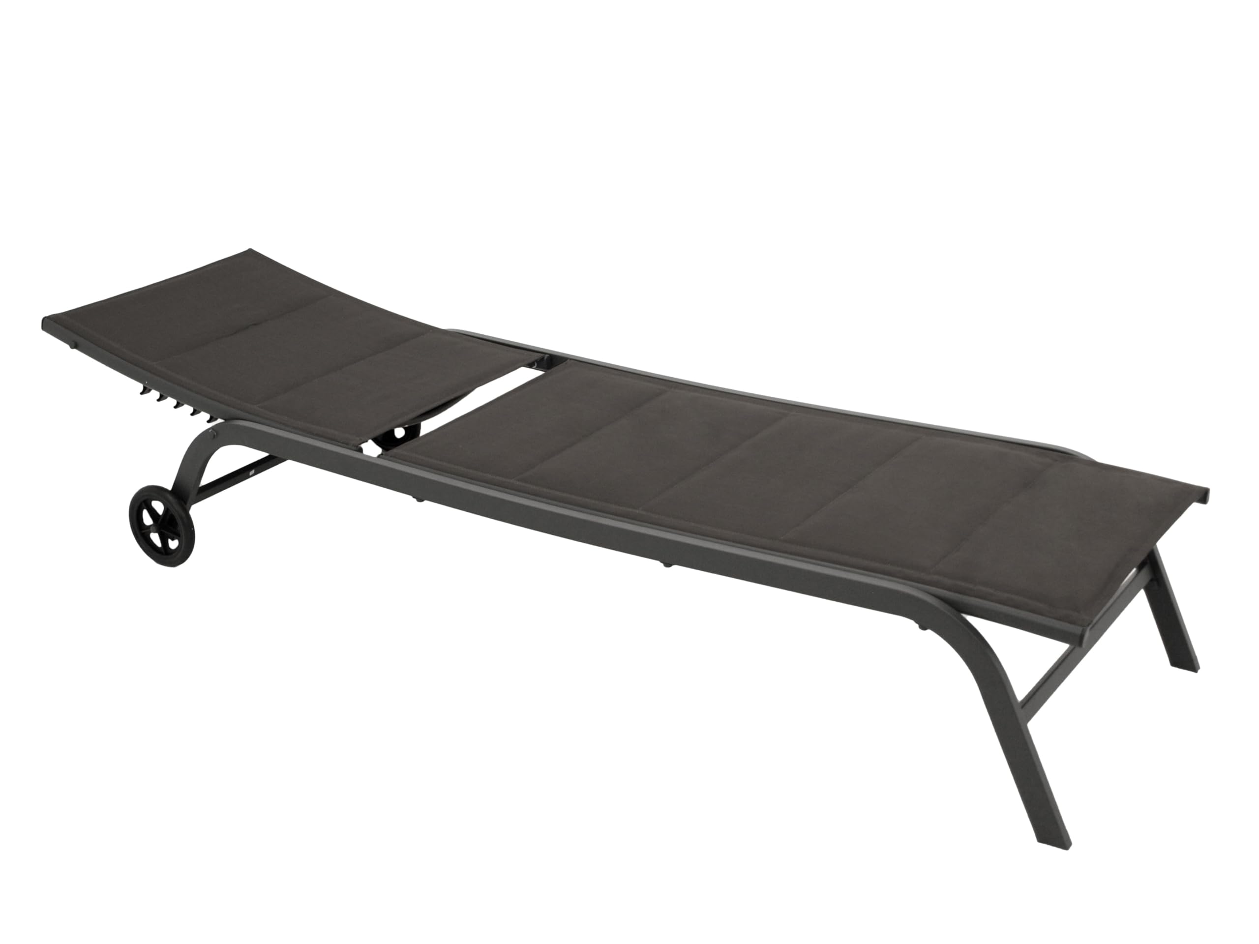 DEGAMO Gartenliege Rollenliege Riva, Stahlgestell grau, Liegefläche Kunstgewebe gepolstert grau, verstellbar, Outdoor