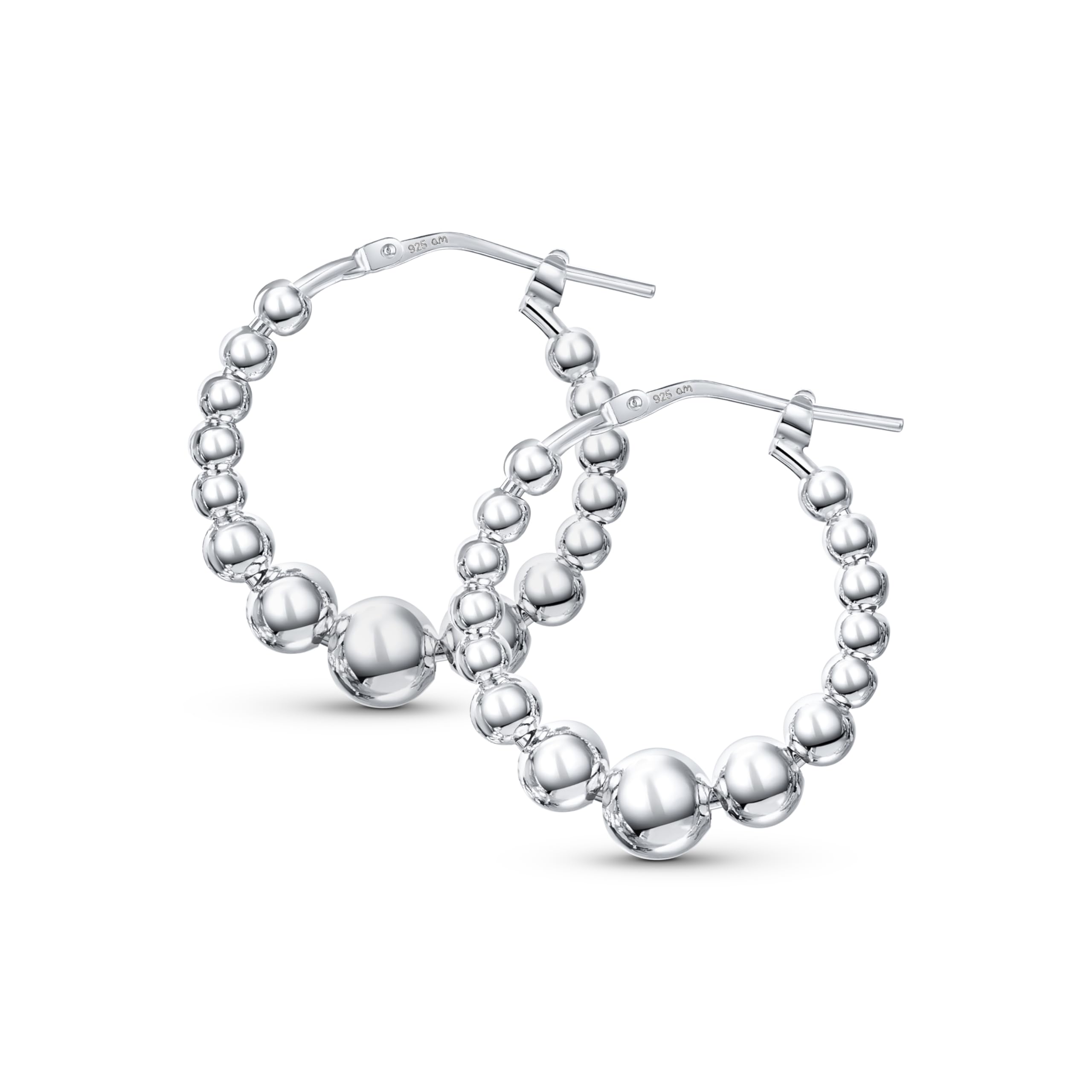 Amberta Pendientes de aro de plata de ley 925 para mujer, de Italia, plata de ley 925, trenzados, pendientes de aro para mujer de plata 925