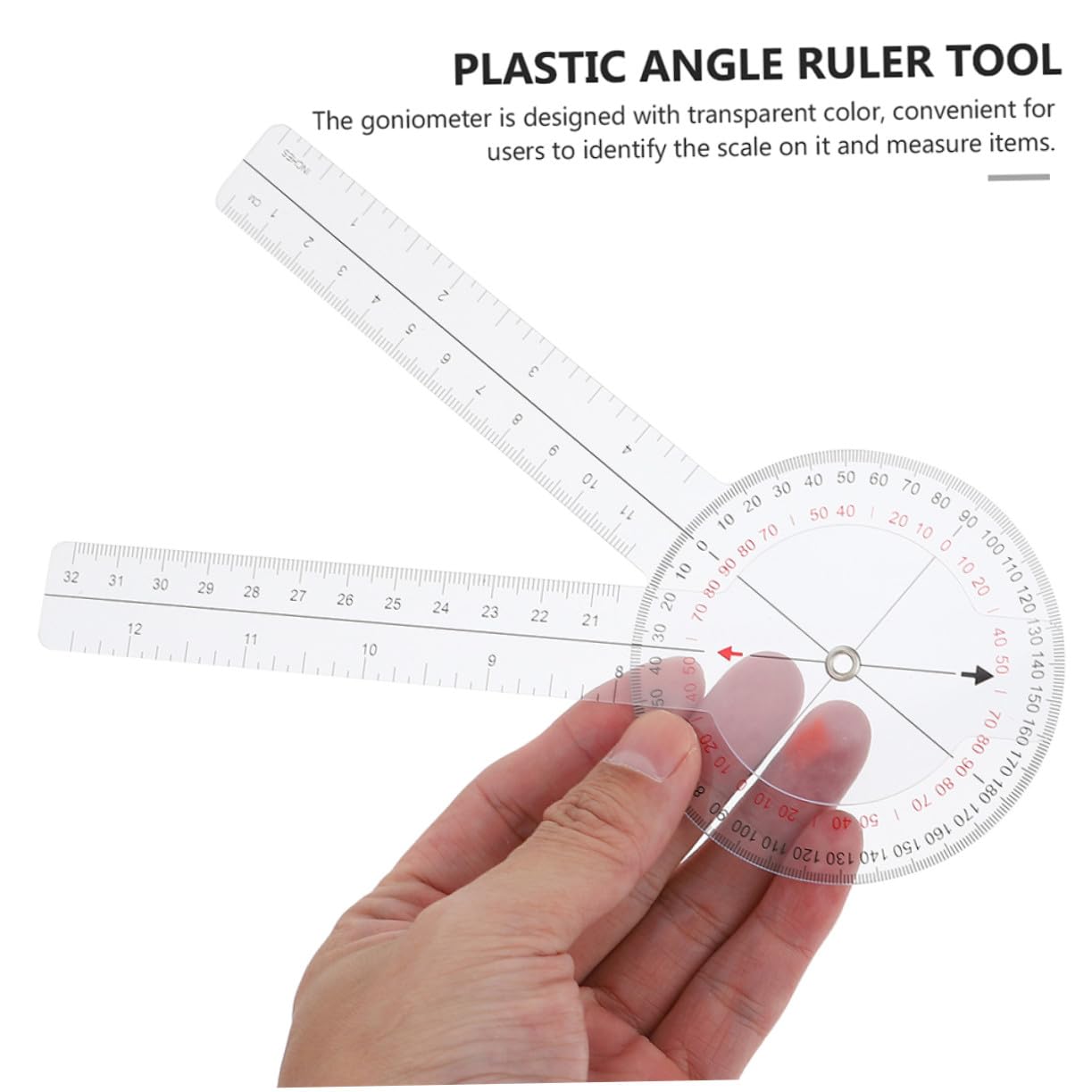 GALPADA 4pièces Rapporteur Angle Plastique Goniomètre Outil de Mesure Précis Règle Transparente et Pratique pour Usage Professionnel et Domestique