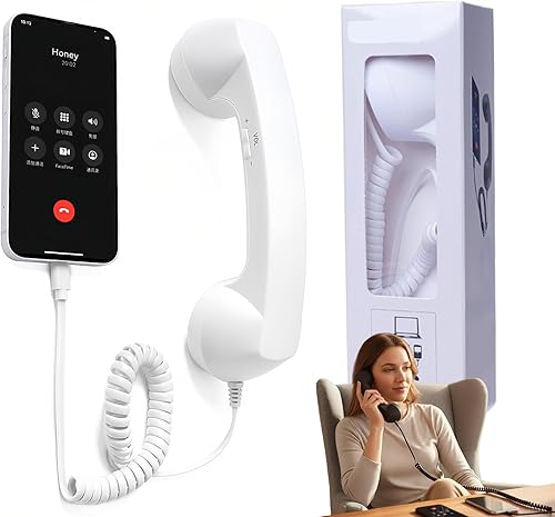 Auricular retro USB C, nuevo auricular retro 2026 para teléfono celular, teléfonos retro pop con micrófono y altavoz, llamadas claras y cómodas,