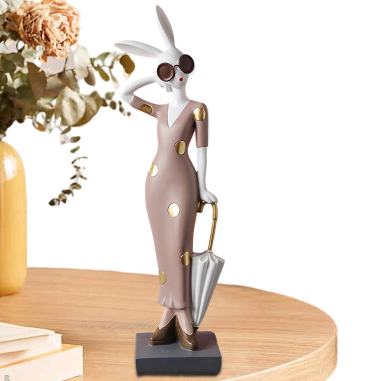 Figurine de lapin en résine, décoration de femme en forme de lapin mignon | décoration de table, idéale pour salon, chambre à coucher, maison et présentation de collection