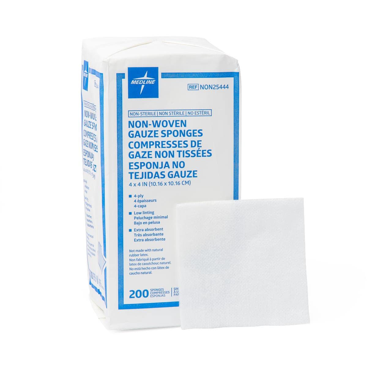 Medline Avant Gauze, NonWoven and NonSterile Sponges, 4x4 Inch, 200