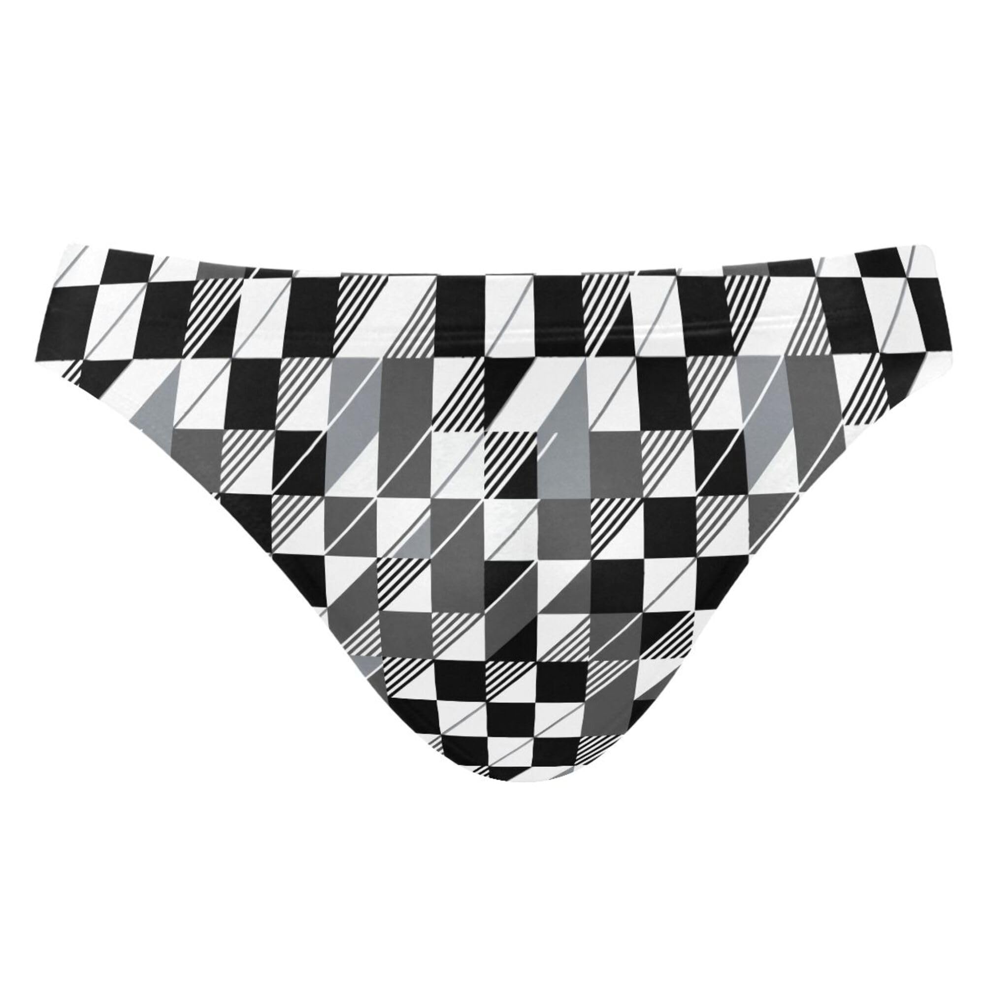 Mens Swim Briefs Black and White Buffalo Check Plaid Swimwear Bikini Swimsuit XL B0403941