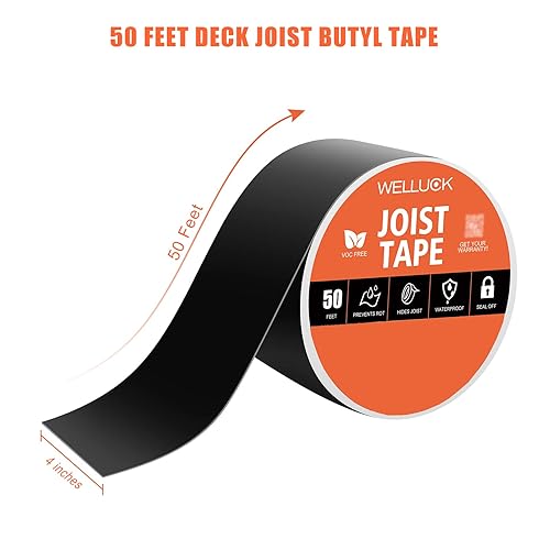 Miniatura 7 de WELLUCK Cinta de viguetas para cubiertas, cinta de viguetas de butilo de 4 pulgadas x 50 pies, cinta de butilo impermeable para vigas y vigas, 1