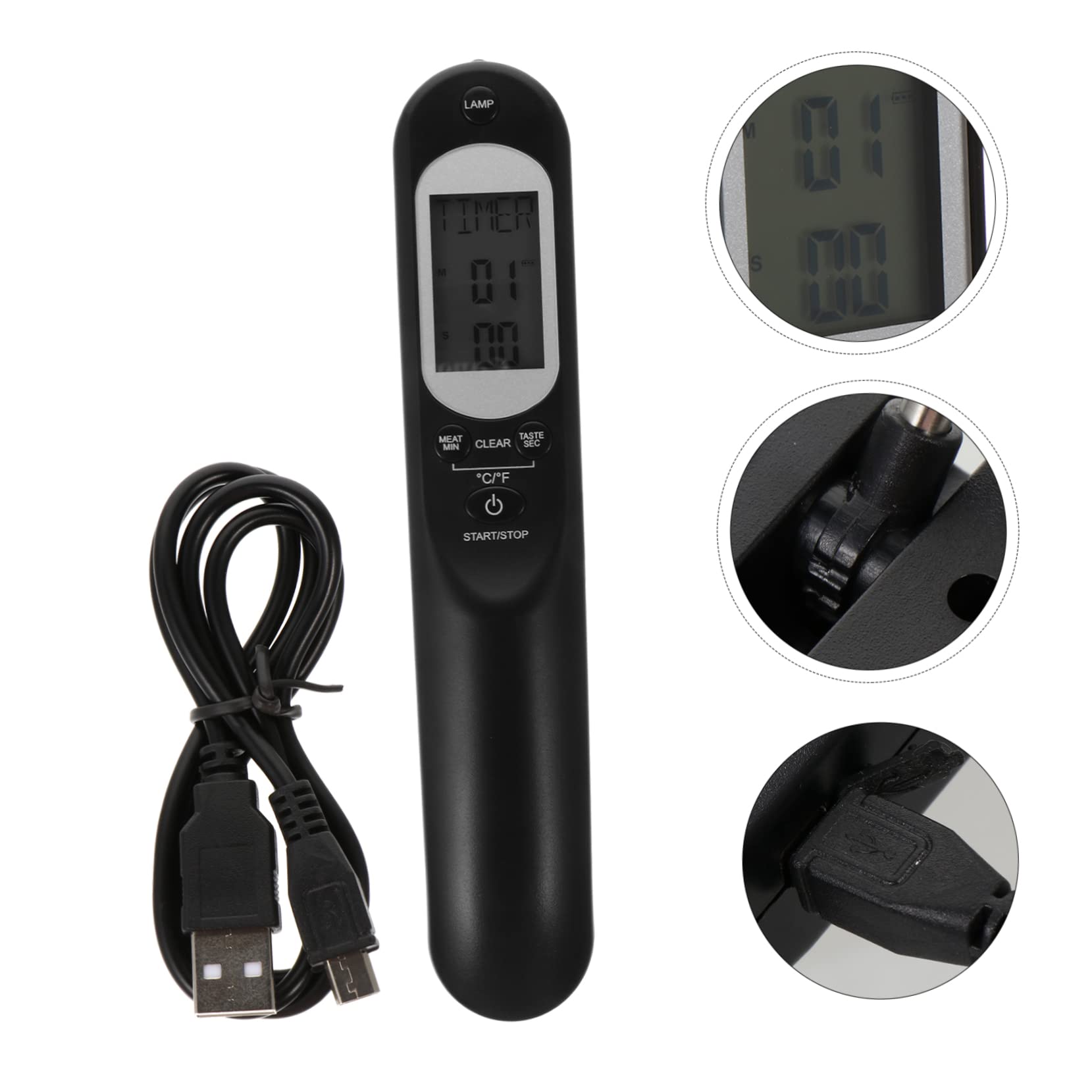 TOPBATHY Termómetro Digital Para Carne Cocina Barbacoa Medidor De Temperatura Alarma De Voz Usb
