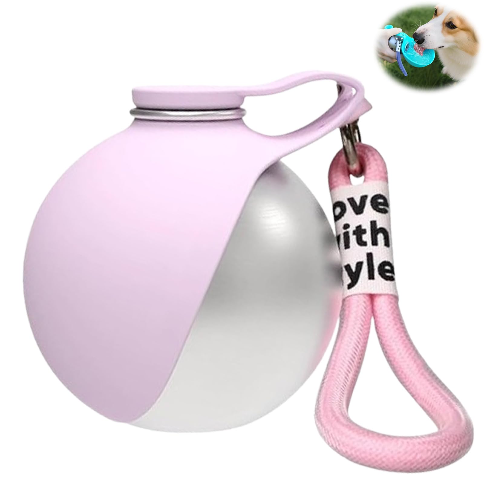 Clawly Dog Water Bottle, Dog Water Bottle Portable Pet Travel Bowl Foldable Dispenser, Foldable Pet Water Bottle for Travel, Suitable for Outdoor Dogs Walking (pink, No prin)