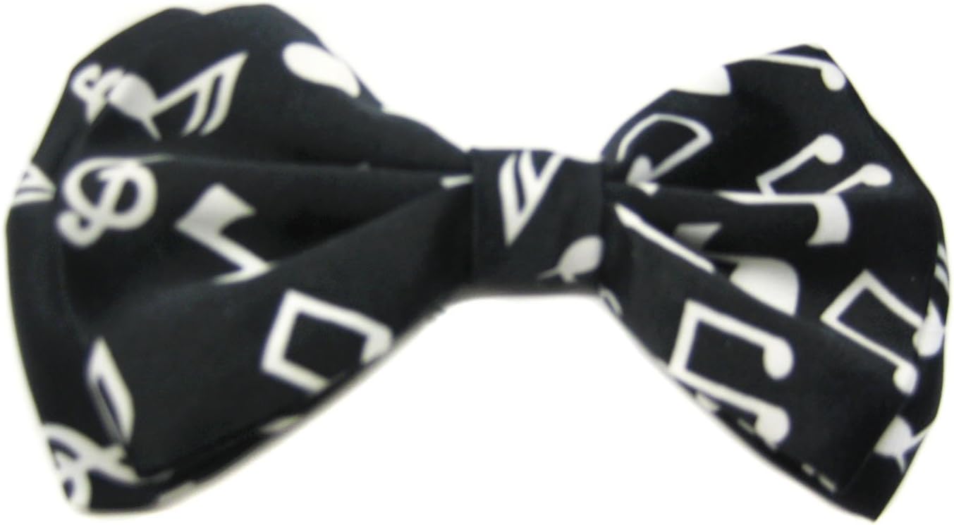 Music Notes Tuxedo Bow Tie Pre Tied Plastic Clip