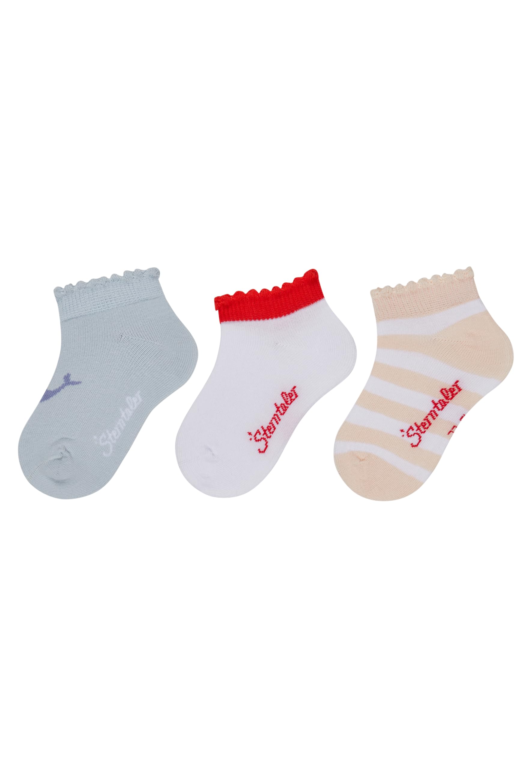 Sterntaler Sneaker Socken 3er Pack Wal – Baby- und Kindersocken mit Wal-Motiv, uni, geringelt, Baumwoll-Mix