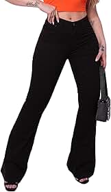 Calça Jeans Flare Feminina Cintura Alta Elastano