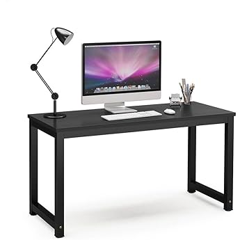 Tribesigns Computer Desk, 55 inch Large Office Desk Computer Table Study Writing Desk for Home Office, Teak + Black Leg