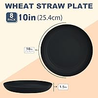 Vista 2 de Wrova - Platos de paja de trigo de 10 pulgadas, juego de 8 platos de cena irrompibles - Platos de plástico reutilizables aptos para lavavajillas