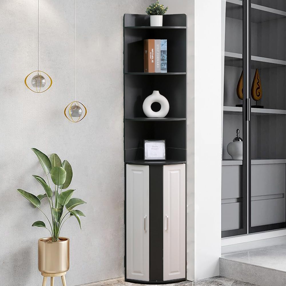 6Tier Corner Display Tall Bathroom Cupboard, Free Standing