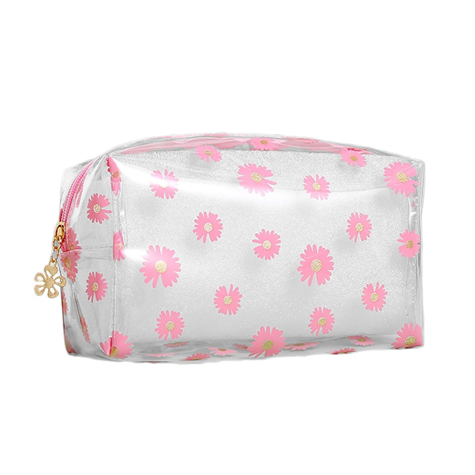 OTKARXUS Clear Pencil Case, Large Transparent Plastic Pen Pencil Bag Makeup Pouch Travel Cosmetic Bag,School Supplies for Teenage Boys Girls Women (Pink Daisy) โ image 1