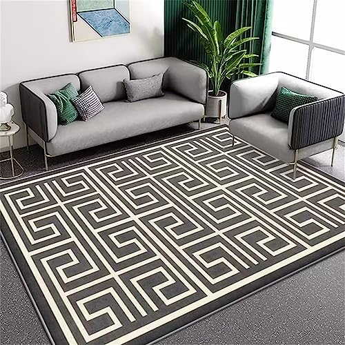 Tapis de salon géométrique de ligne fine gris foncé