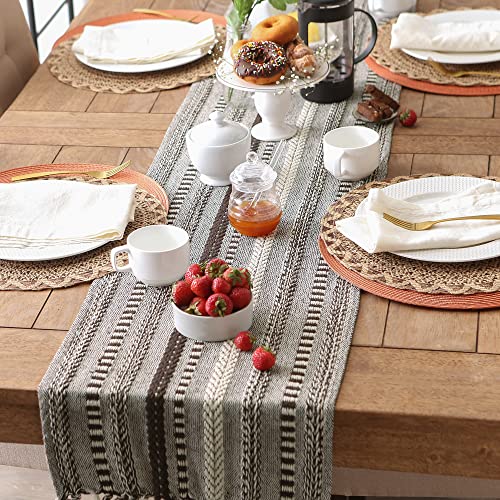 DII Farmhouse Braided Stripe Table Runner Collection, 15x72 (15x77, Fringe Included), Dark Brown by DII - Image 5