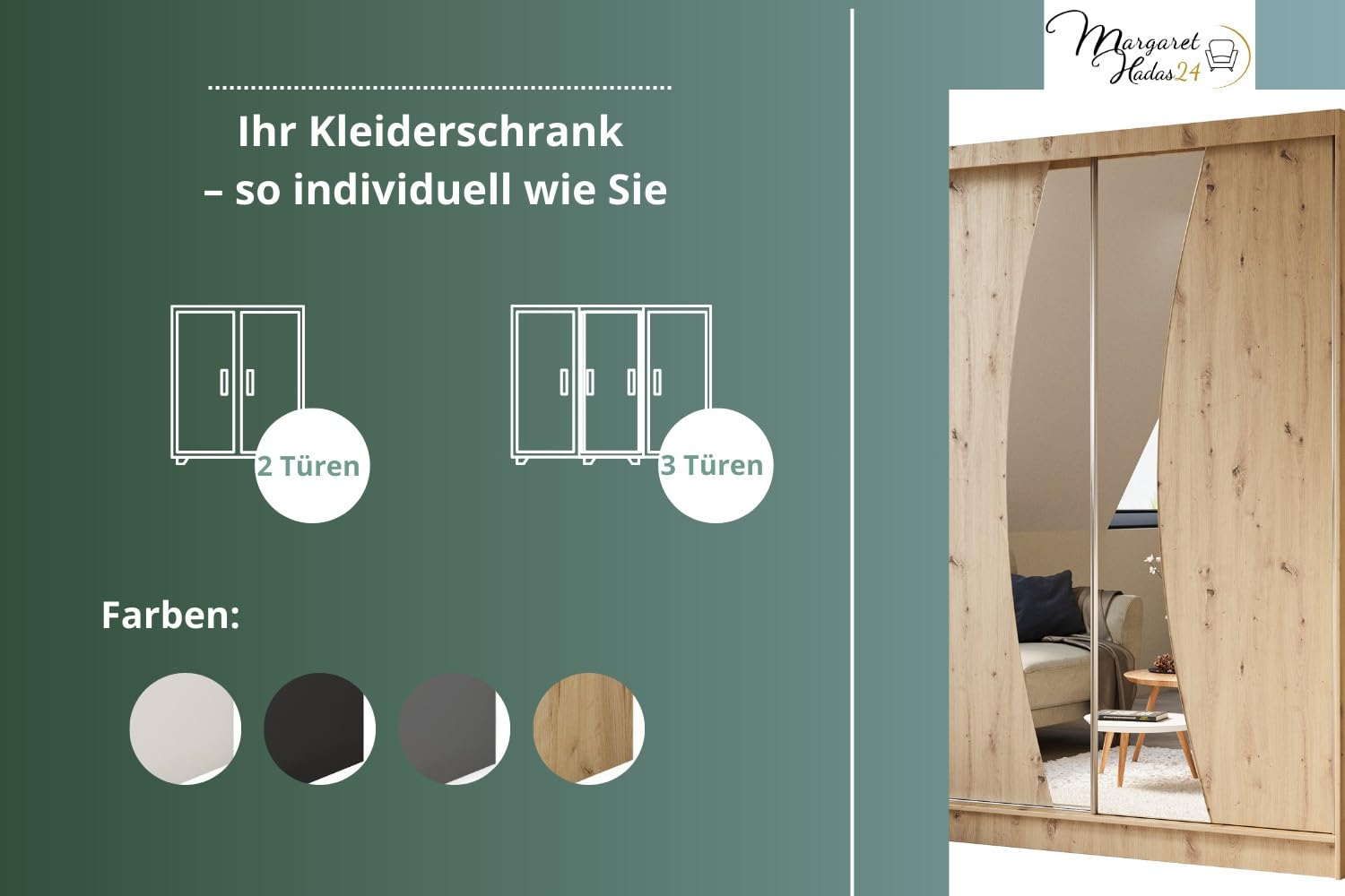 Kleiderschrank Vex mit Spiegel, Organizer, Mehrzweckschrank, Schwebetürenschrank, Garderobenschrank, Kleiderstange, Kleiderständer, Flurschrank, 3-türig, Schrank, weiß, 240 cm
