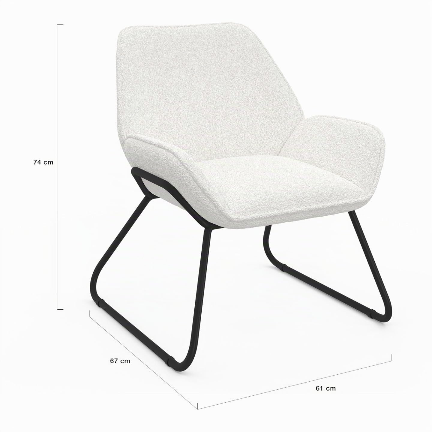 IDMarket - Fauteuil SIXTINE en Tissu Bouclette et Pieds métal Noirs