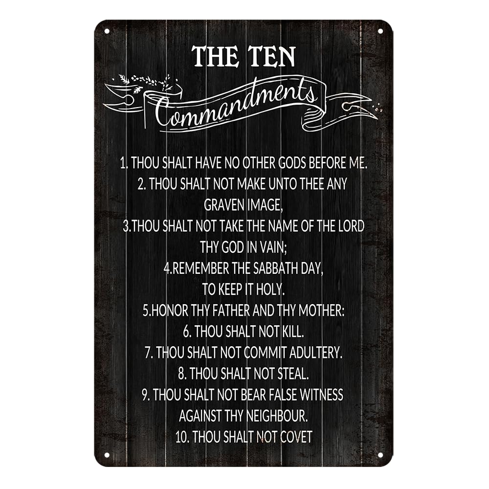 Bctxxa Commandments Wall Art Decor The Ten Commandments Poster Thou Shalt Have No Other Gods Before Me Retro Metal Tin Sign 8X12 inches