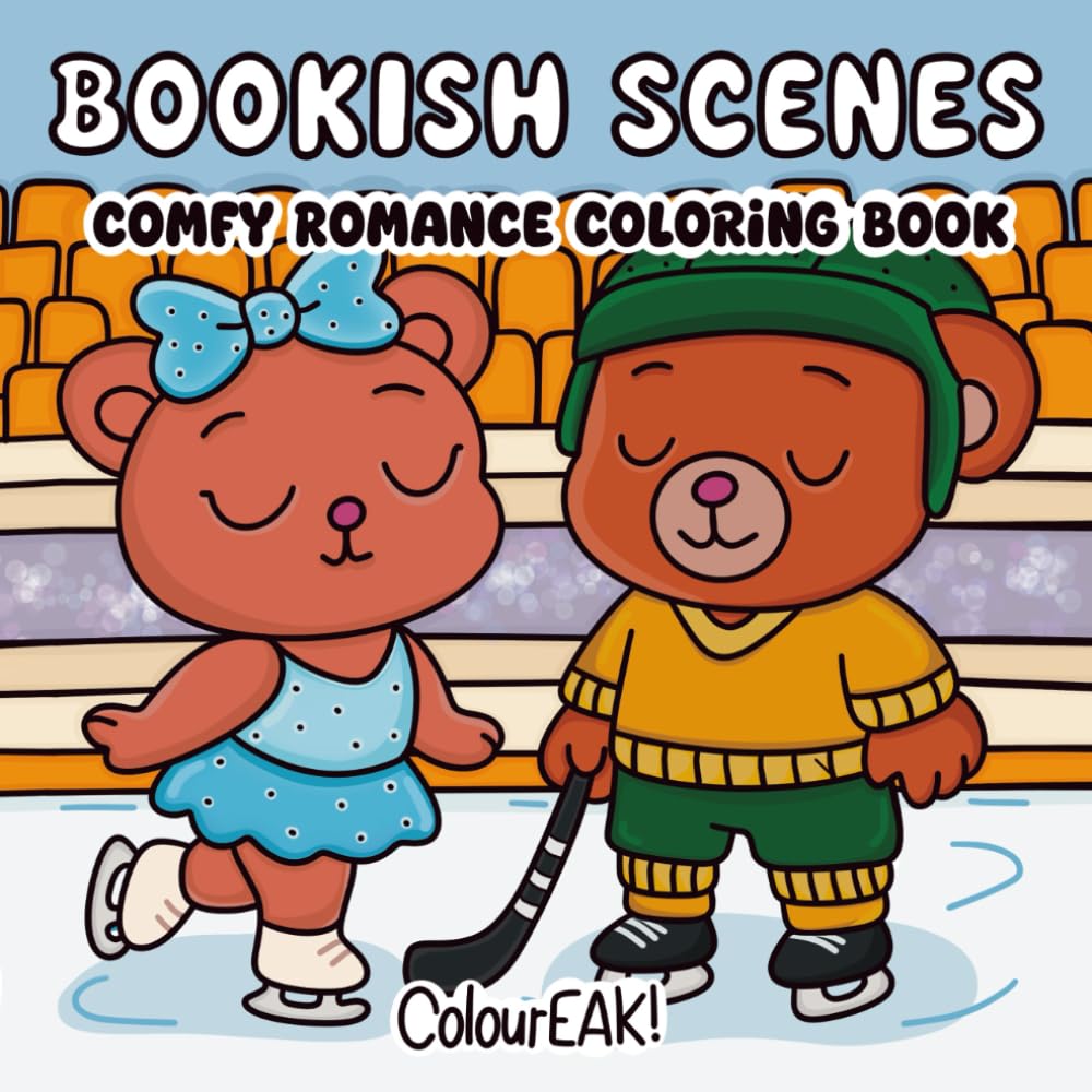 Bookish Scenes: Your Romance-Inspired Coloring Book for Adults and Teens Featuring Cute Animal Couples and Heart-warming Bookish Moments