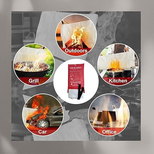 Miniatura 4 de Mantas de emergencia contra incendios, protección ignífuga y aislamiento térmico diseñadas para cocina, chimenea, parrilla, coche