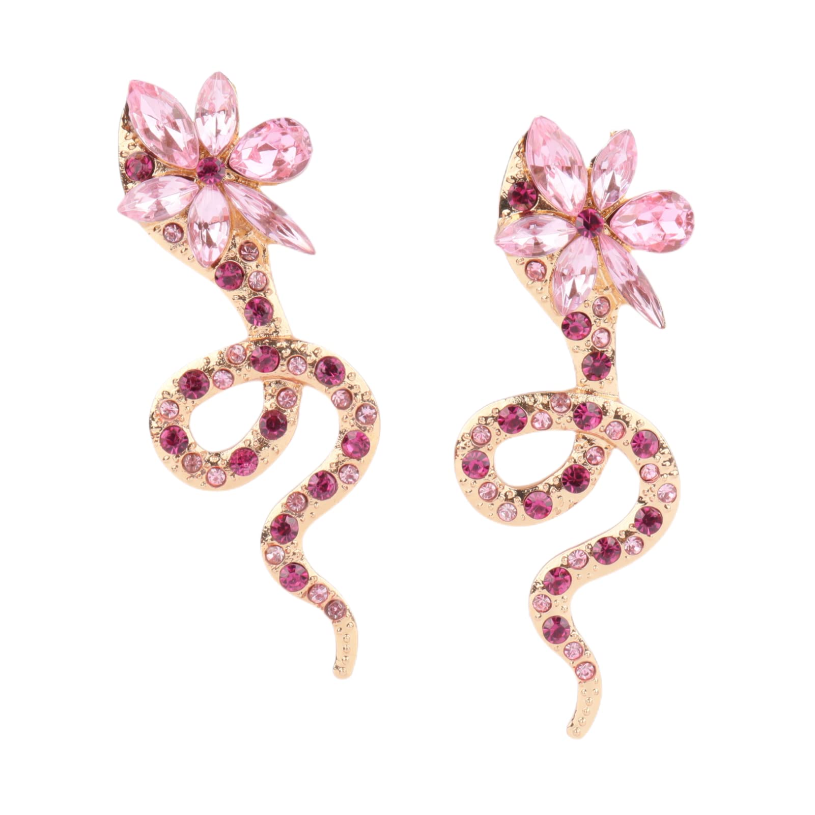 snake earrings earrings for women pink cute animal vintage crystal rhinestone bohemian flower dangle earrings birthday party wedding mother's day