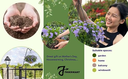 4 Pack 14Inch Metal Hanging Basket Planter For Flower Round Pot Holder Hanger Wire Metal With Coco Liner Chain Large Plant Decoration For Indoor Outdoor Home Decor Patio Garden Deck (Pea Shape) #TOP3