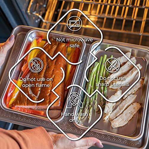 Image of KITCHENATICS Toaster Oven Pan Nonstick Aluminum Small Tray Set of 2 | Sized for dorm rooms, RVs and apartment kitchens with limited toaster or countertop oven space