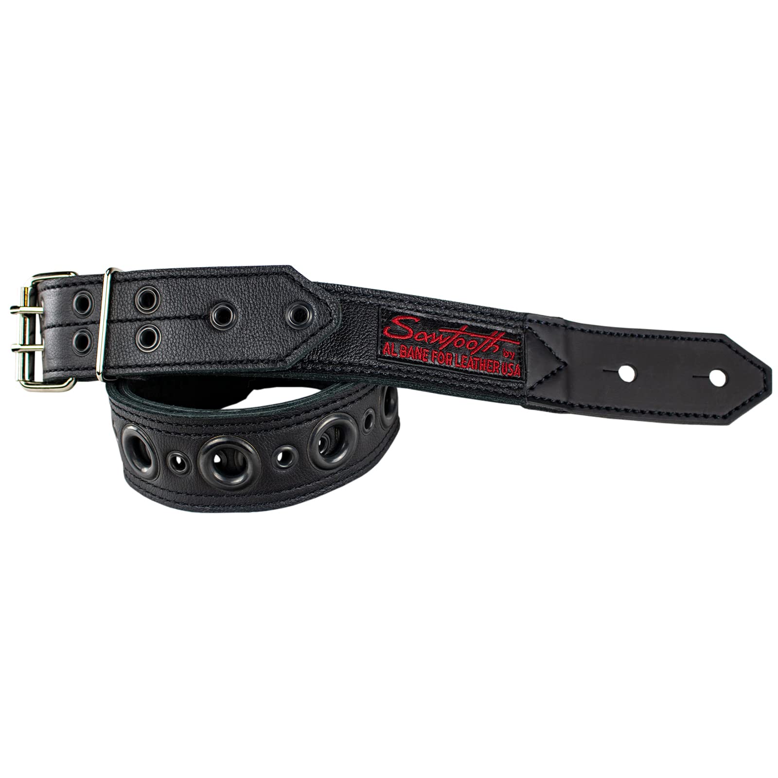 Sawtooth Midnight Armour - Correa de cuero para guitarra de 5 cm de ancho, hecha a mano en los Estados Unidos (ST