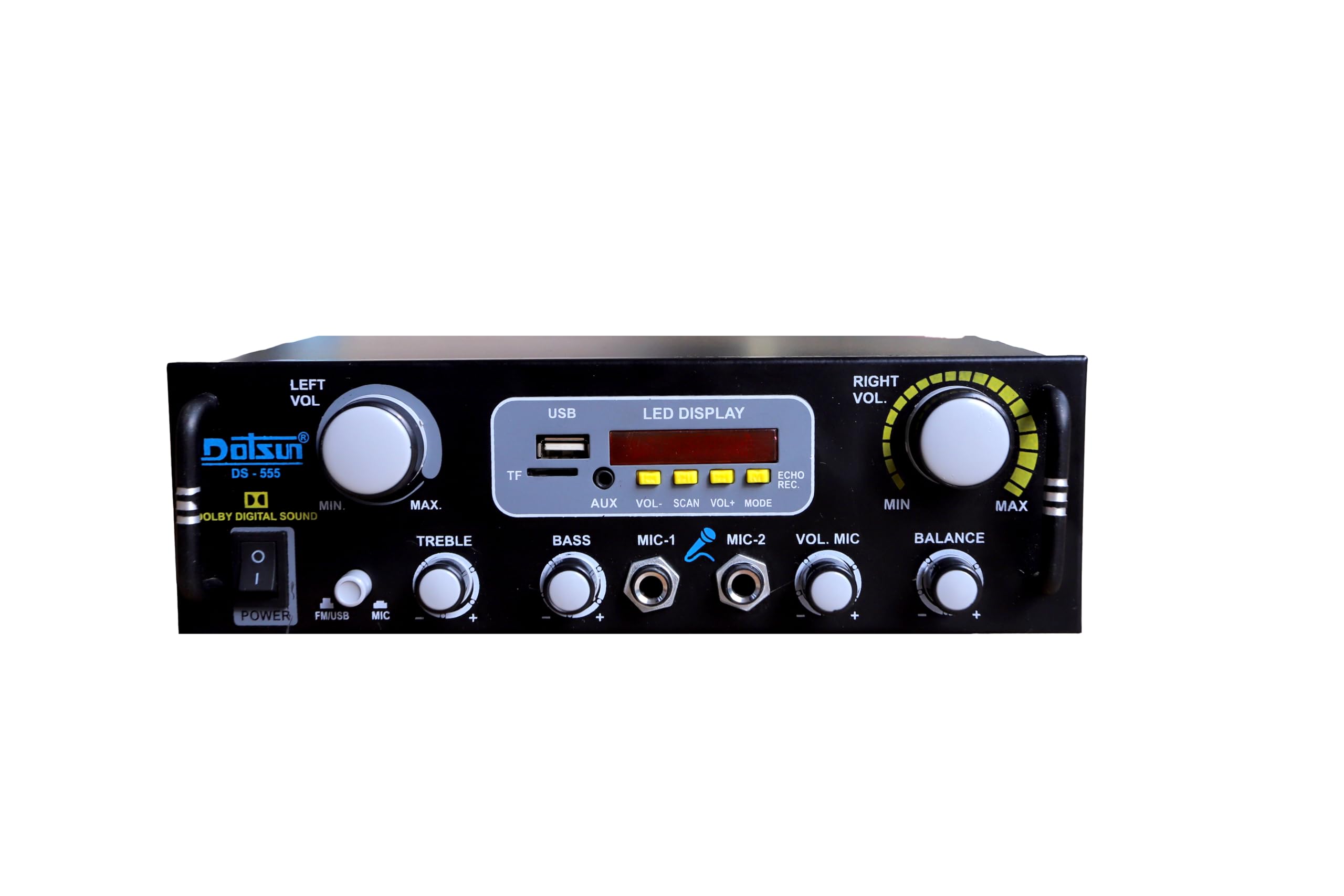 DOTSUN Ds-555 Bluetooth Full Black Digital Stereo Amplifier BT/USB//SD Card/FM/AUX 160 W AV Power Amplifier (Black)
