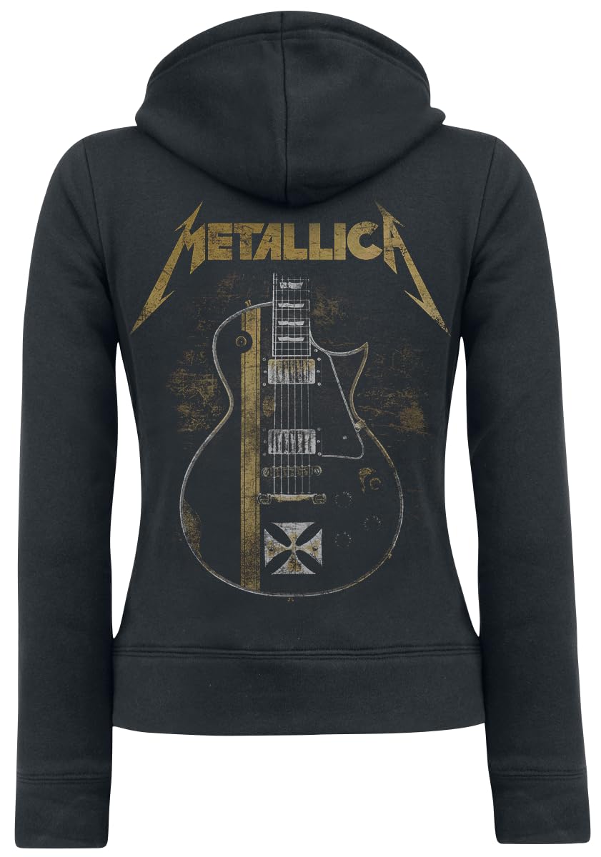 Metallica Hetfield Iron Cross Guitar Femme Sweat-shirt zippé à capuche noir