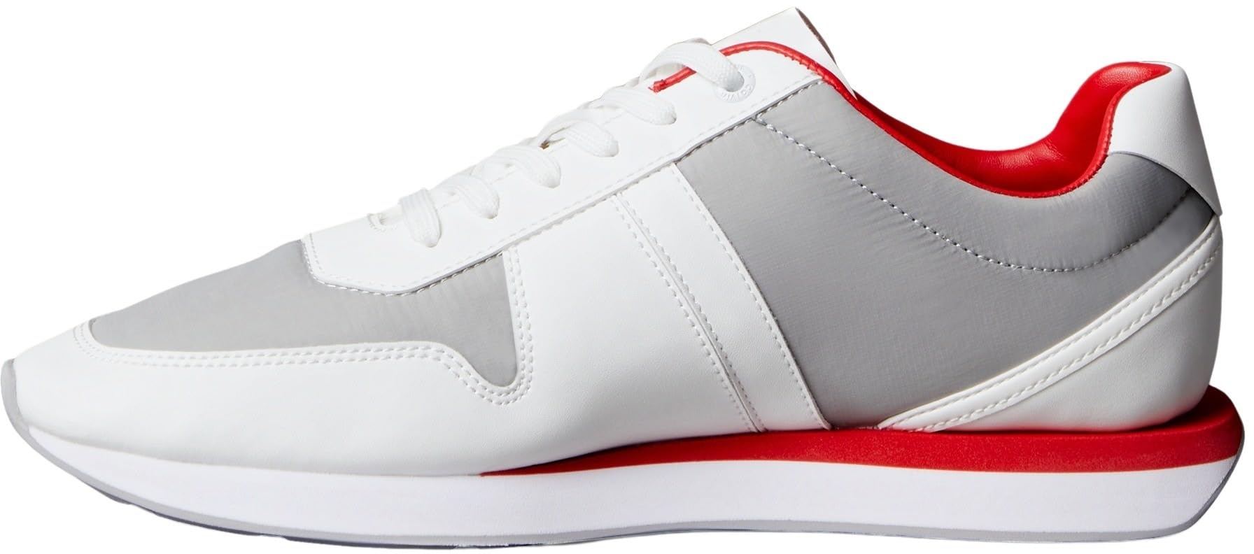 Calvin Klein Men's Retro Run LACE Mix EMB Tongue YM0YM01400 Low Top, White (Taupe Smog/White/Adrenaline Rush), 10.5