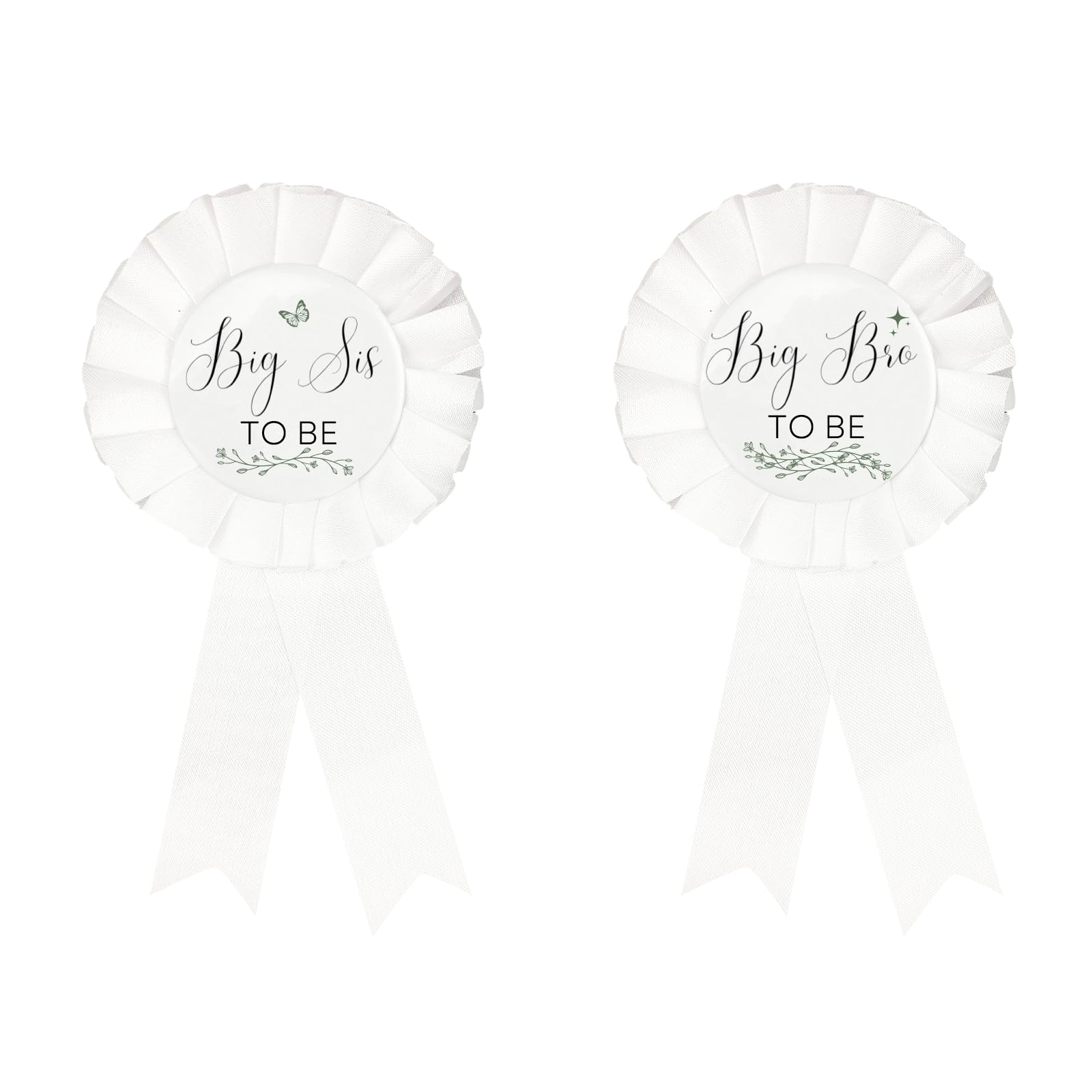 PATICARRY Green Sage Big Sis to Be & Big Brother to Be Tinplate Badge Pins for Baby Shower Decorations Welcome Baby Girl or Boy, Baby Shower Button