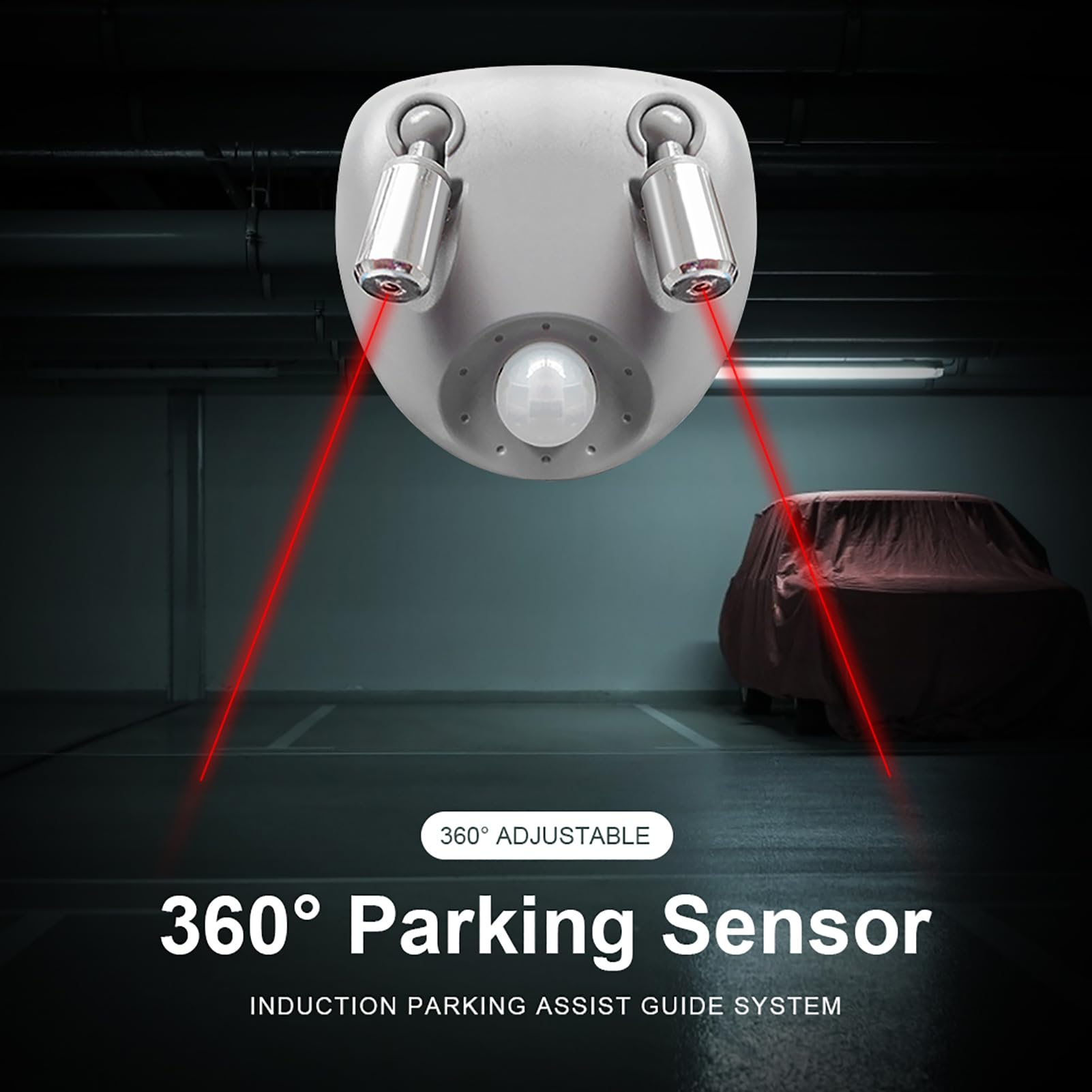 Einparkhilfe Las-er - Dual Las-er Einparkhilfe Für PKW-Garagen, Decken Positionierungshilfe, 360 Grad Verstellbar Körperinduktion Einparkhilfesystem, Mit Netzteil Und Batterie-Backup Für Auto