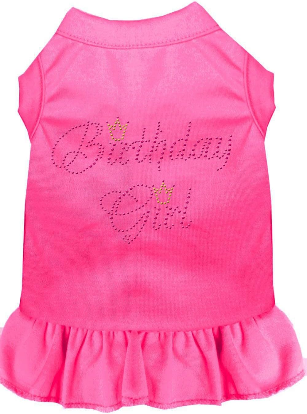 Pet Dog & Cat Dress Rhinestone, Birthday Girl Bright Pink 4XL (30-45 lbs.)