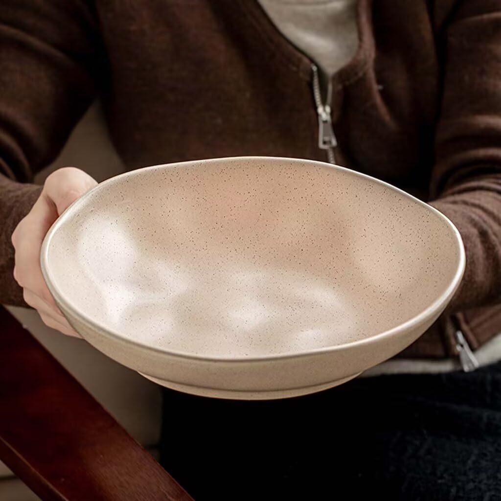 Insalatiera irregolare da 21,5 cm, piatto di riso smaltato al sesamo per servire, stoviglie per fette, perfetto per insalata, pasta o frutta, decorazione per la casa e la cucina