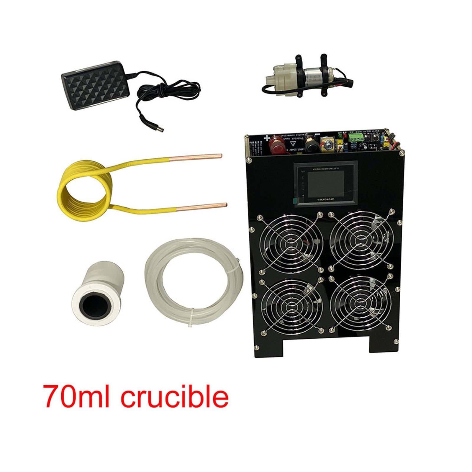 Nagrzewnica indukcyjna, 5000W ZVS nagrzewnica indukcyjna nagrzewnica indukcyjna płytka drukowana maszyna grzewcza stopiony metal + cewka + pompa(70ml crucible)