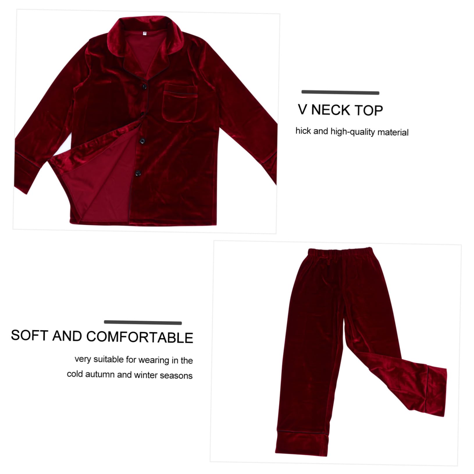 BESPORTBLE Conjunto de Pijama de Manga Larga para Mujer Invierno, Pijama Adulto Cálido de Poliéster y Spandex, Fácil de Poner y Quitar, Adecuado para Uso en Casa en Otoño E Invierno