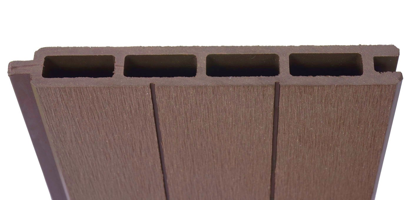 Mendler WPC-Sichtschutz Sarthe-AM Erweiterungselement schräg rechts - braun | Windschutz Zaun, Alu-Pfosten, 0,95m