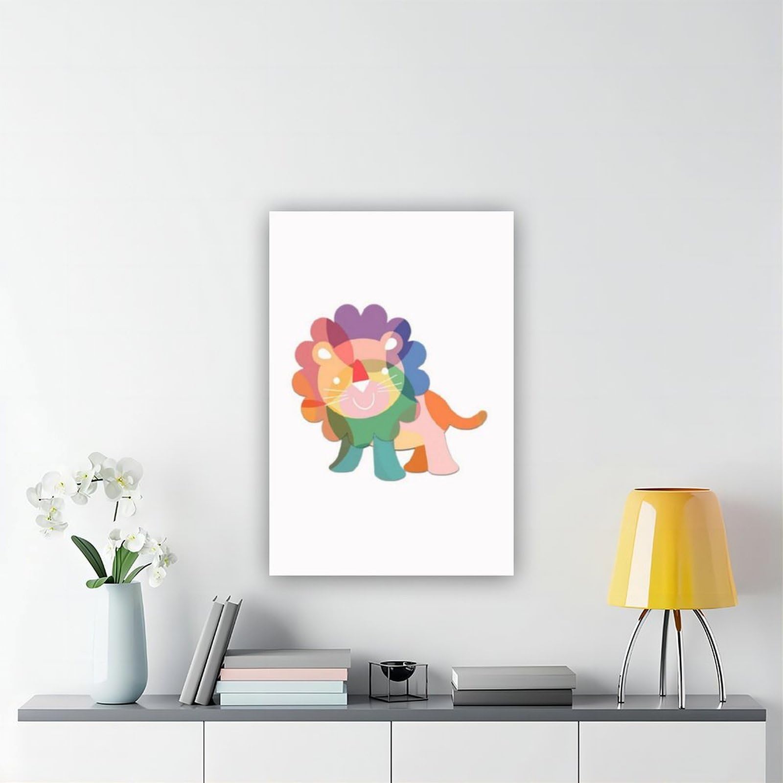 Ballon-Löwen-Farbdruck, Leinwand-Poster, Schlafzimmer, Dekoration, Landschaft, Büro, Raumdekoration, Geschenk, 61 cm L x 91,4 cm B