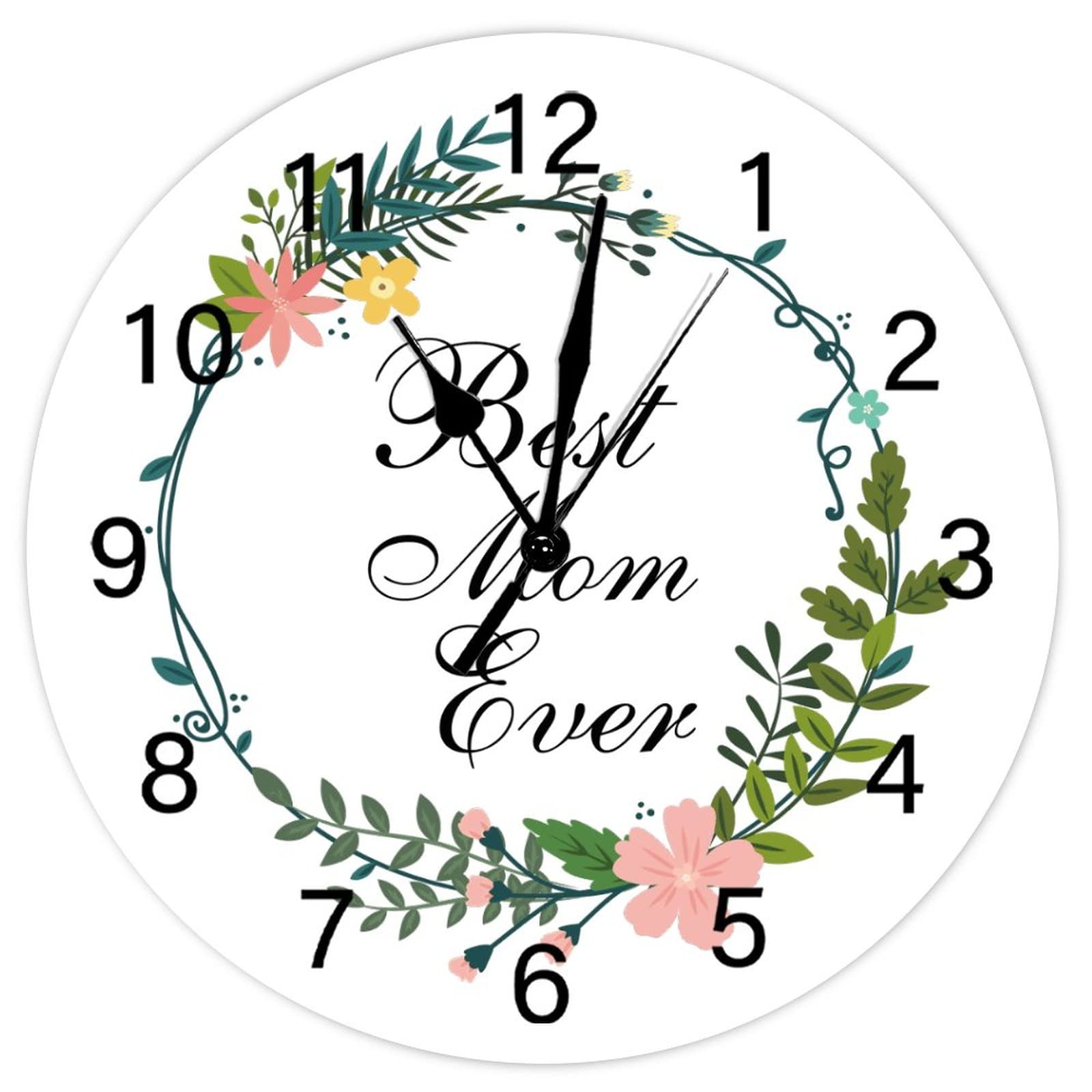 Horloge murale Best Mom Ever vintage rustique et silencieuse