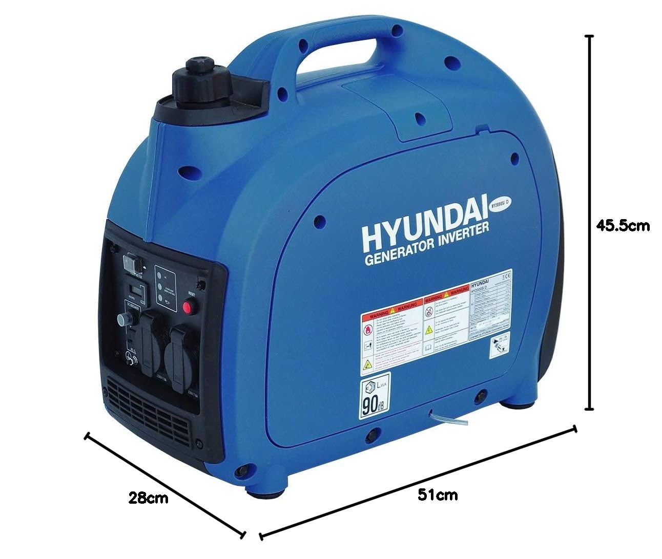 HYUNDAI Inverter Stromgenerator HY2300Si D | Stromerzeuger mit 2.2 kW max. Leistung, Benzin Notstromaggregat, leise, leicht und sparsam